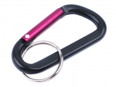 60mm Black Carabiner Snap Hook with Key Ring